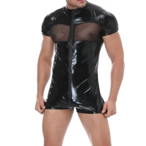 Sexy Wet look Bodysuit | Black | PU Latex