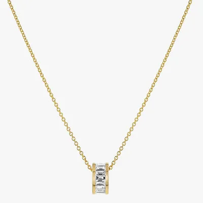 14K H-I/SI Baguette Diamond Loop Pendant