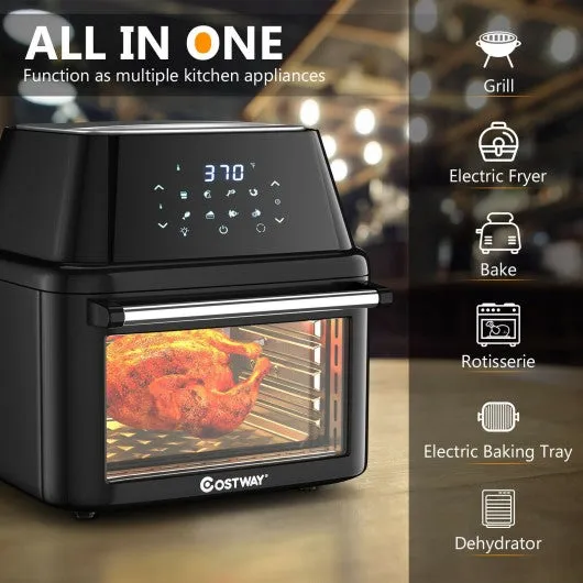 19 QT Multi-functional Air Fryer Oven 1800W Dehydrator Rotisserie-Black