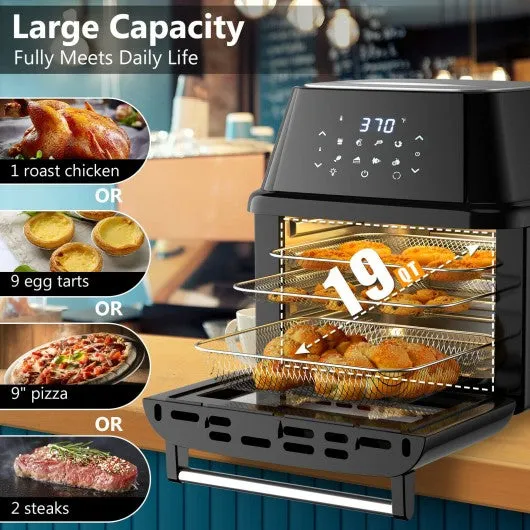 19 QT Multi-functional Air Fryer Oven 1800W Dehydrator Rotisserie-Black