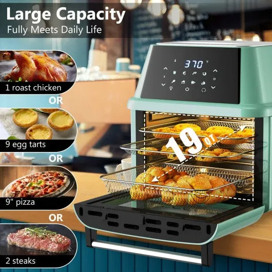 19 QT Multi-functional Air Fryer Oven 1800W Dehydrator Rotisserie-Green