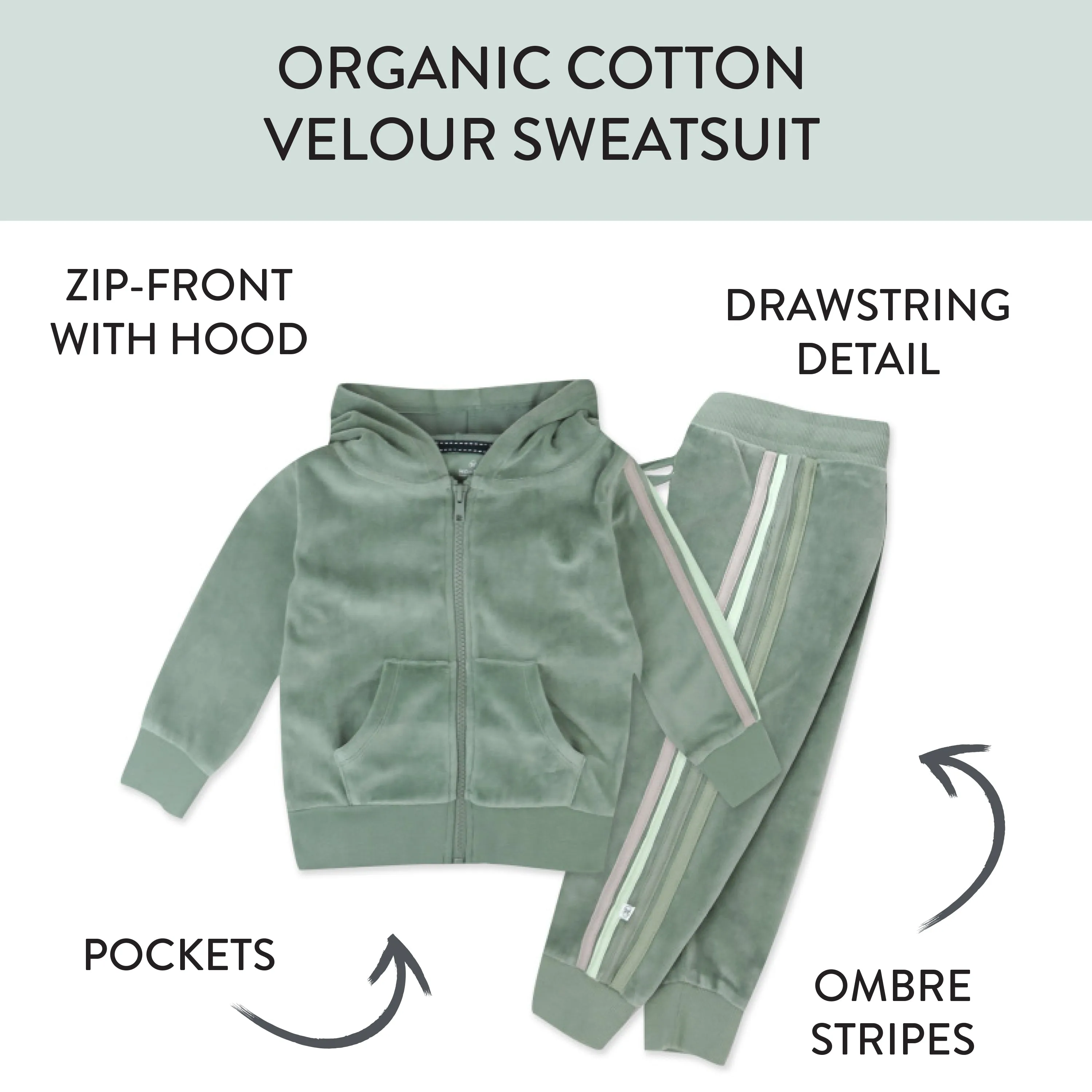 2 Piece Cozy Velour Zip Front Hoodie and Sweatpant Set