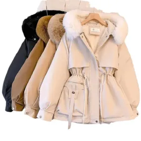 2024 Winter Jacket Women Down Cotton Coat Female New Loose Thick Warm Parkas Pockets Jacket Chic Windproof Hooded Snow Overcoat Hot Sale