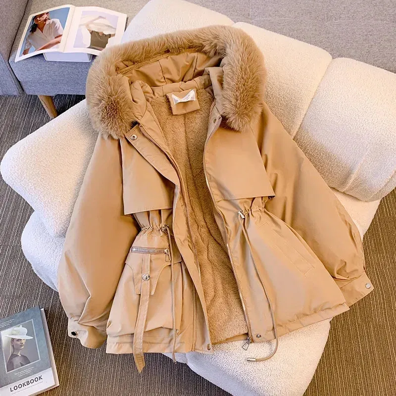 2024 Winter Jacket Women Down Cotton Coat Female New Loose Thick Warm Parkas Pockets Jacket Chic Windproof Hooded Snow Overcoat Hot Sale