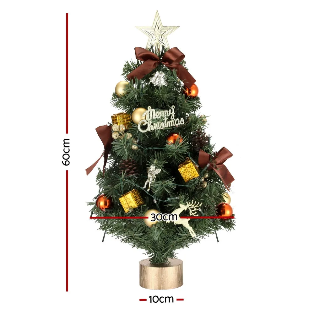 2ft 0.6m 50 LED Tabletop Christmas Tree LED Xmas Topper Ornaments