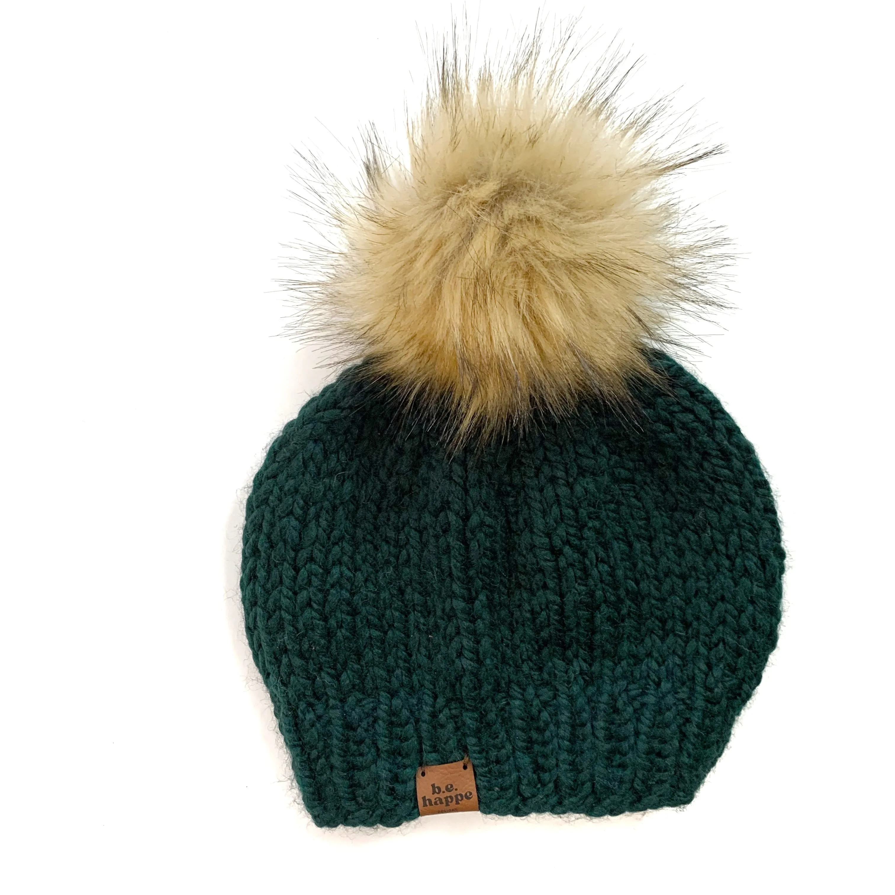 3-6 month Baby Solid Knit Pom Hat | Dark Green