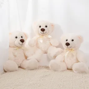 3 Piece Teddy Bear Plushies, Beige, 13.8 Inches