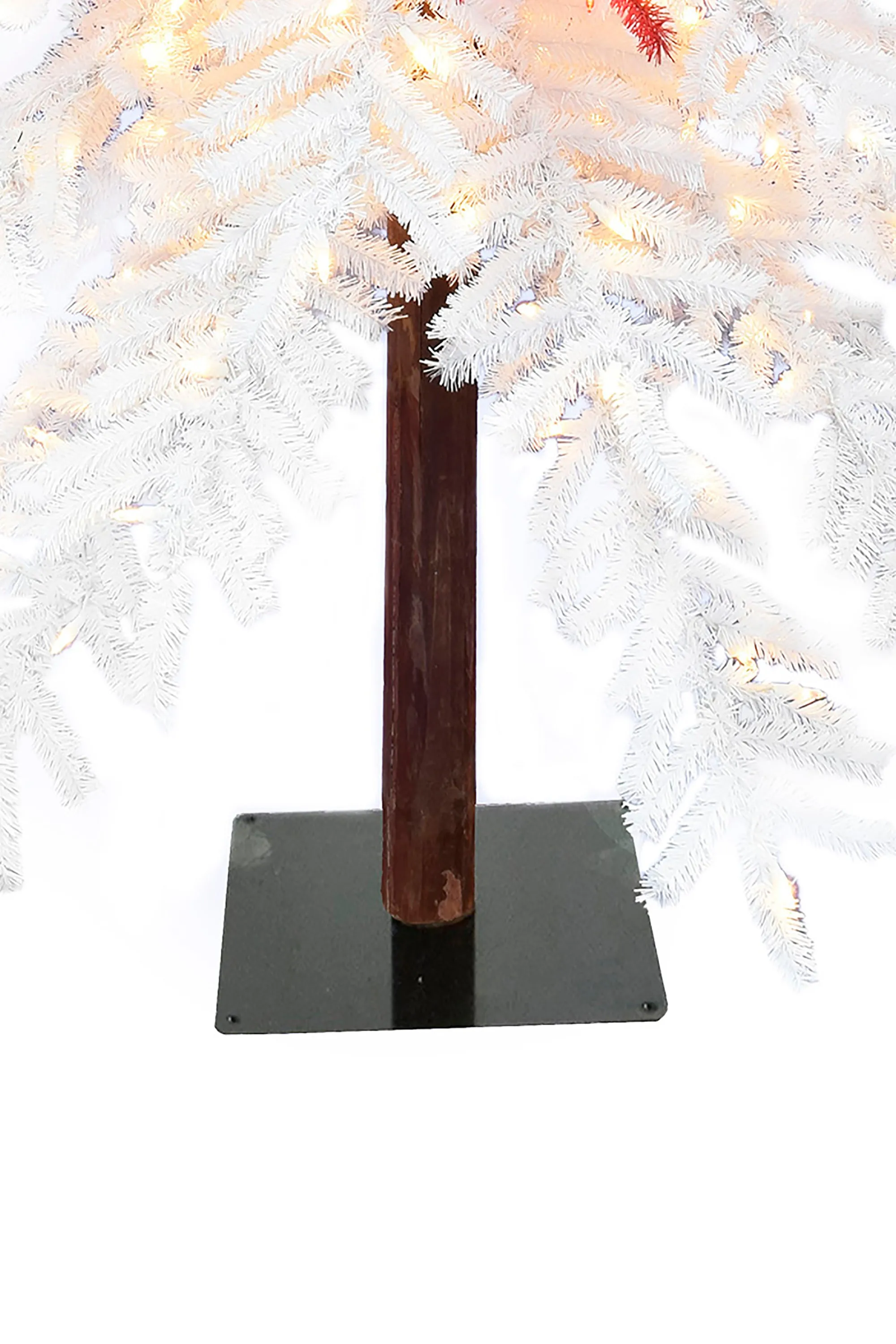 7ft Bendable Two Tone Red White Christmas Tree with Detachable Hanging Aspen Fir Ball