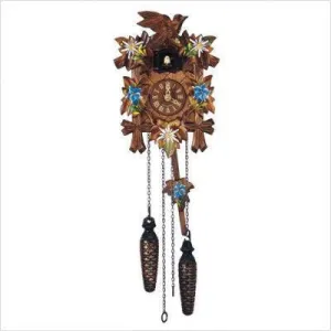 9" Quartz Musical Hand Painted Flowers Black Forest Cuckoo Clock