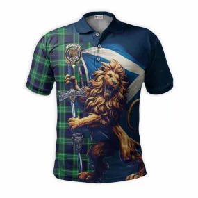 Abercrombie Tartan Family Crest Men's Polo Shirt with Scottish Majestic Lion