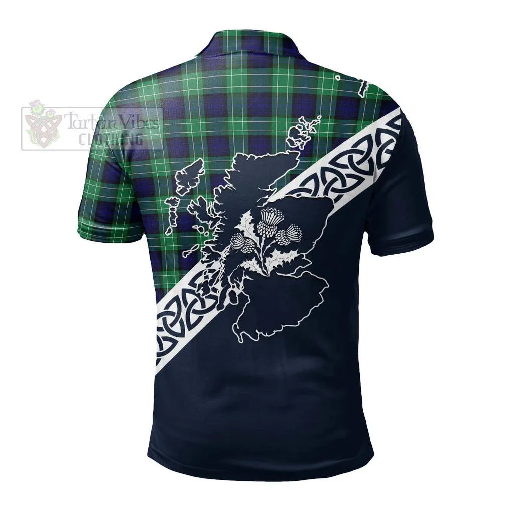 Abercrombie Tartan Polo Shirt Featuring Thistle and Scotland Map