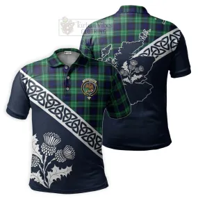 Abercrombie Tartan Polo Shirt Featuring Thistle and Scotland Map