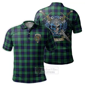 Abercrombie Tartan Polo Shirt with Family Crest Celtic Skull Style