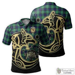 Abercrombie Tartan Polo Shirt with Family Crest Celtic Wolf Style