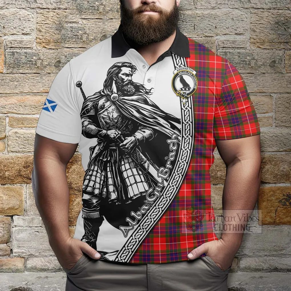 Abernethy Tartan Clan Crest Polo Shirt with Highlander Warrior Celtic Style