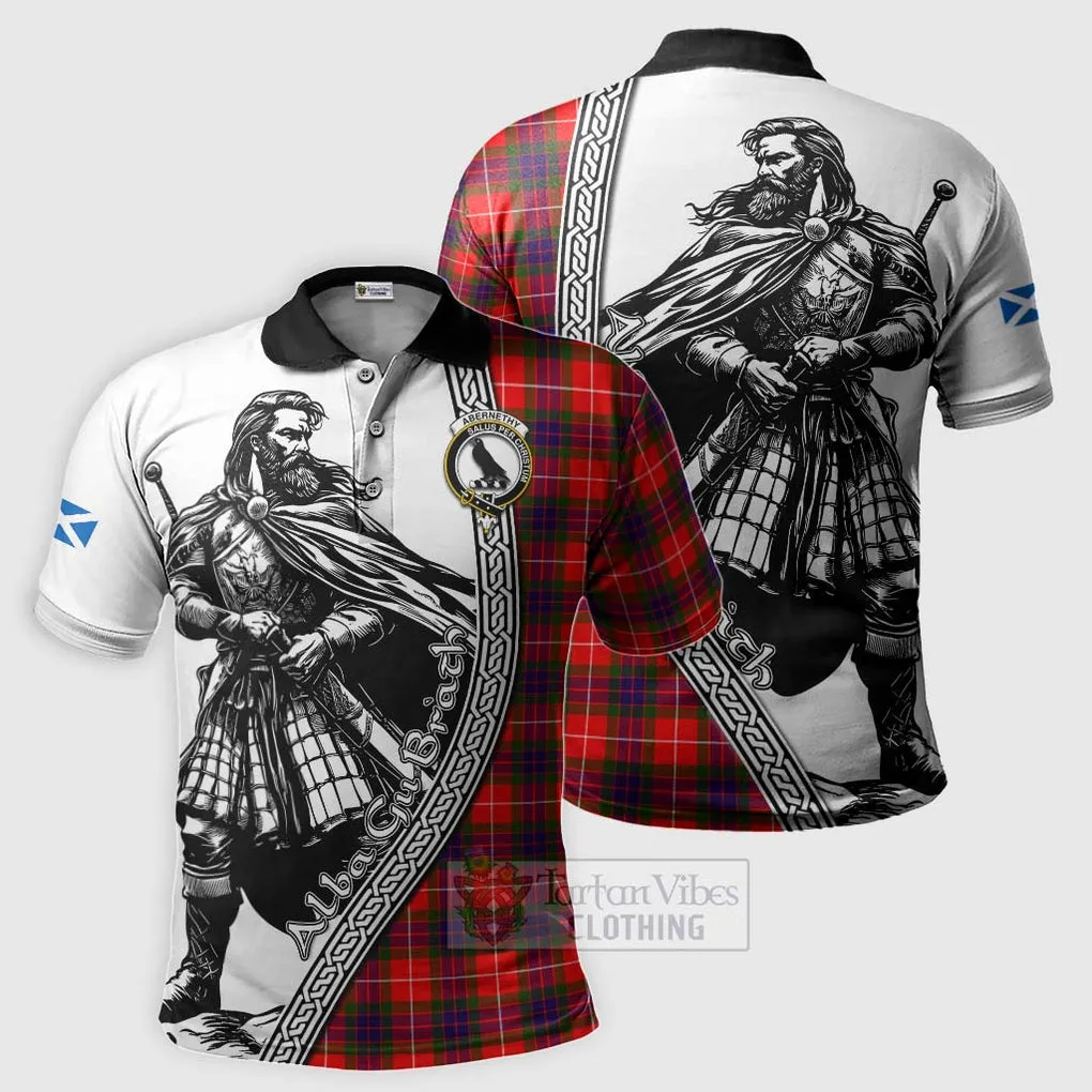 Abernethy Tartan Clan Crest Polo Shirt with Highlander Warrior Celtic Style