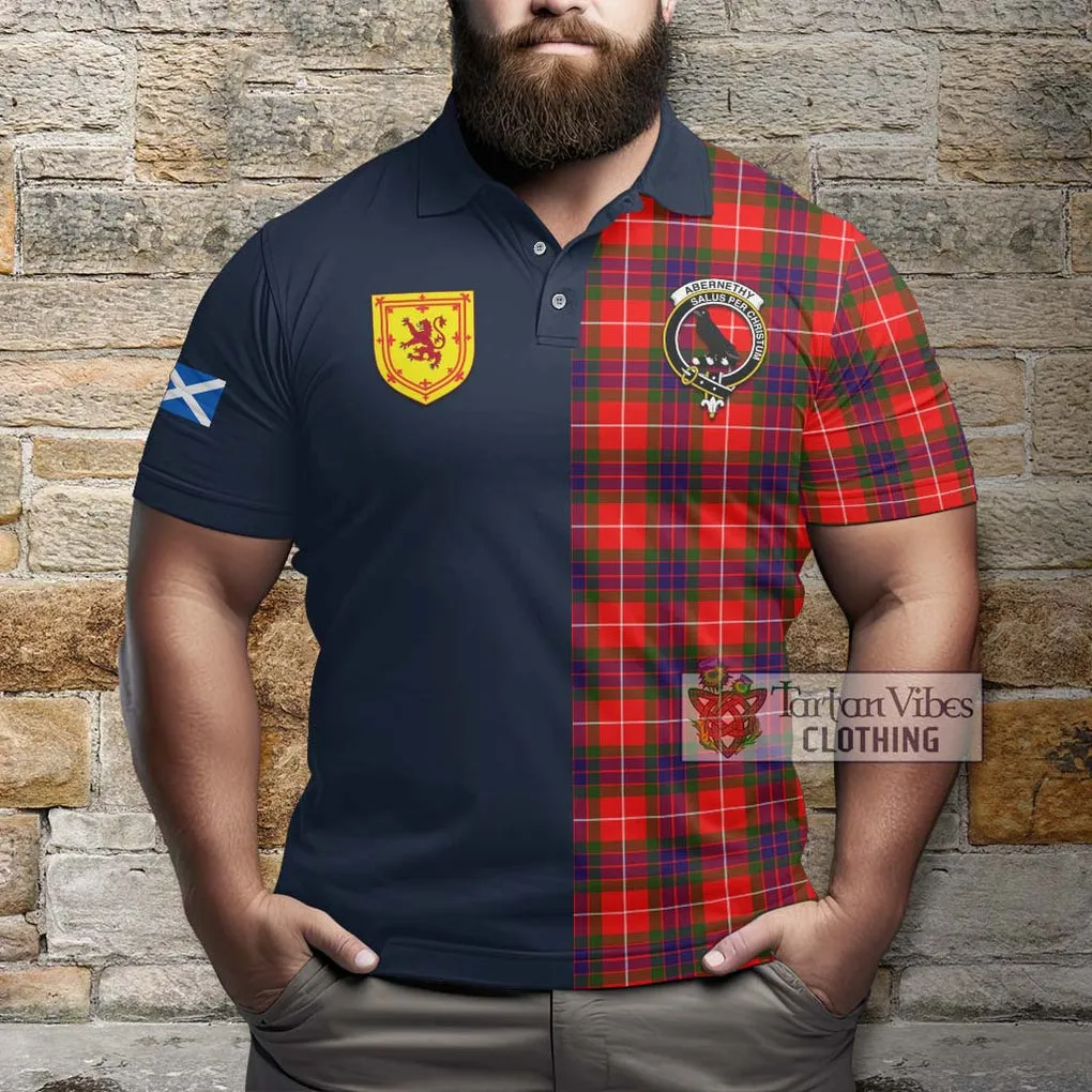 Abernethy Tartan Polo Shirt Alba with Scottish Lion Royal Arm Half Style