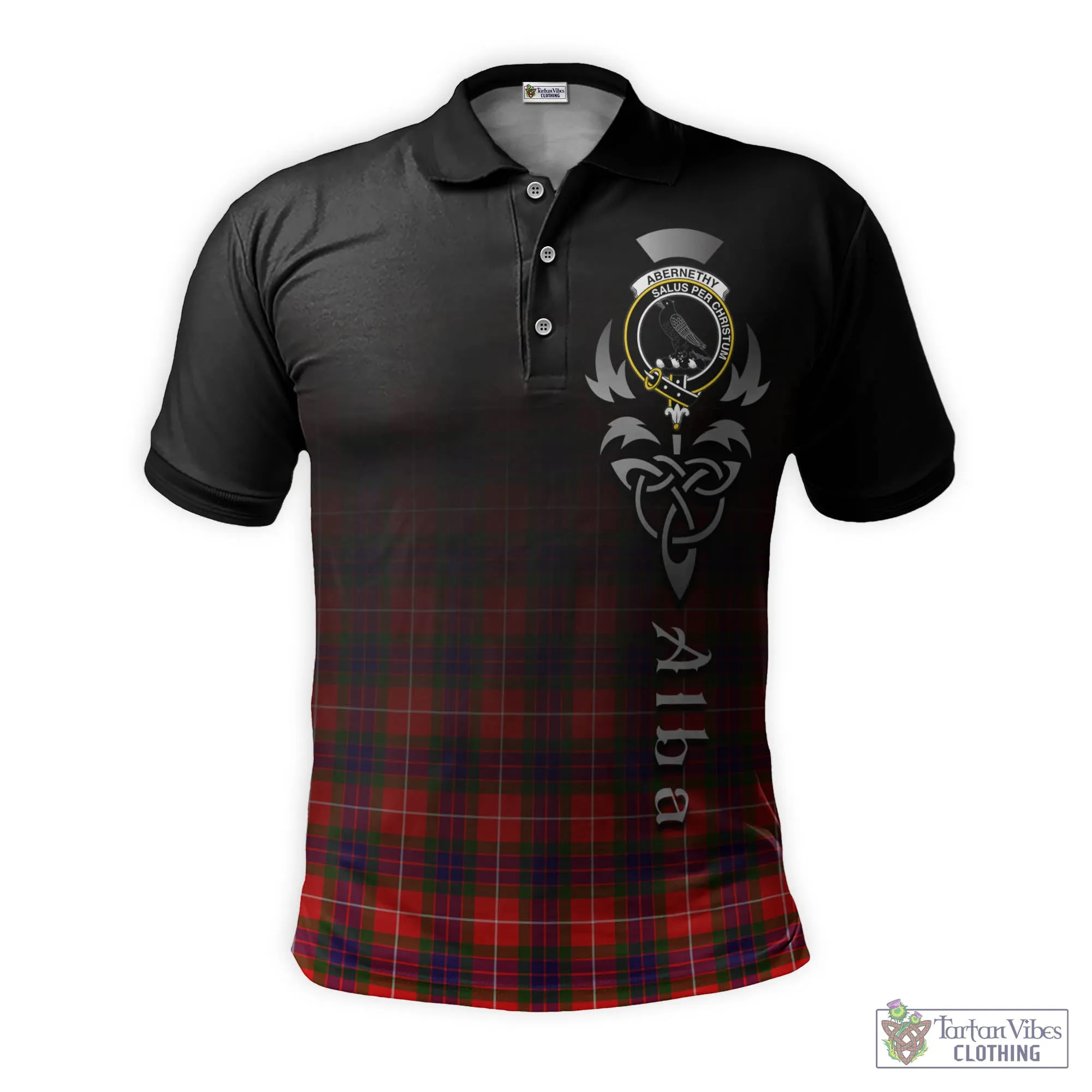 Abernethy Tartan Polo Shirt Featuring Alba Gu Brath Family Crest Celtic Inspired