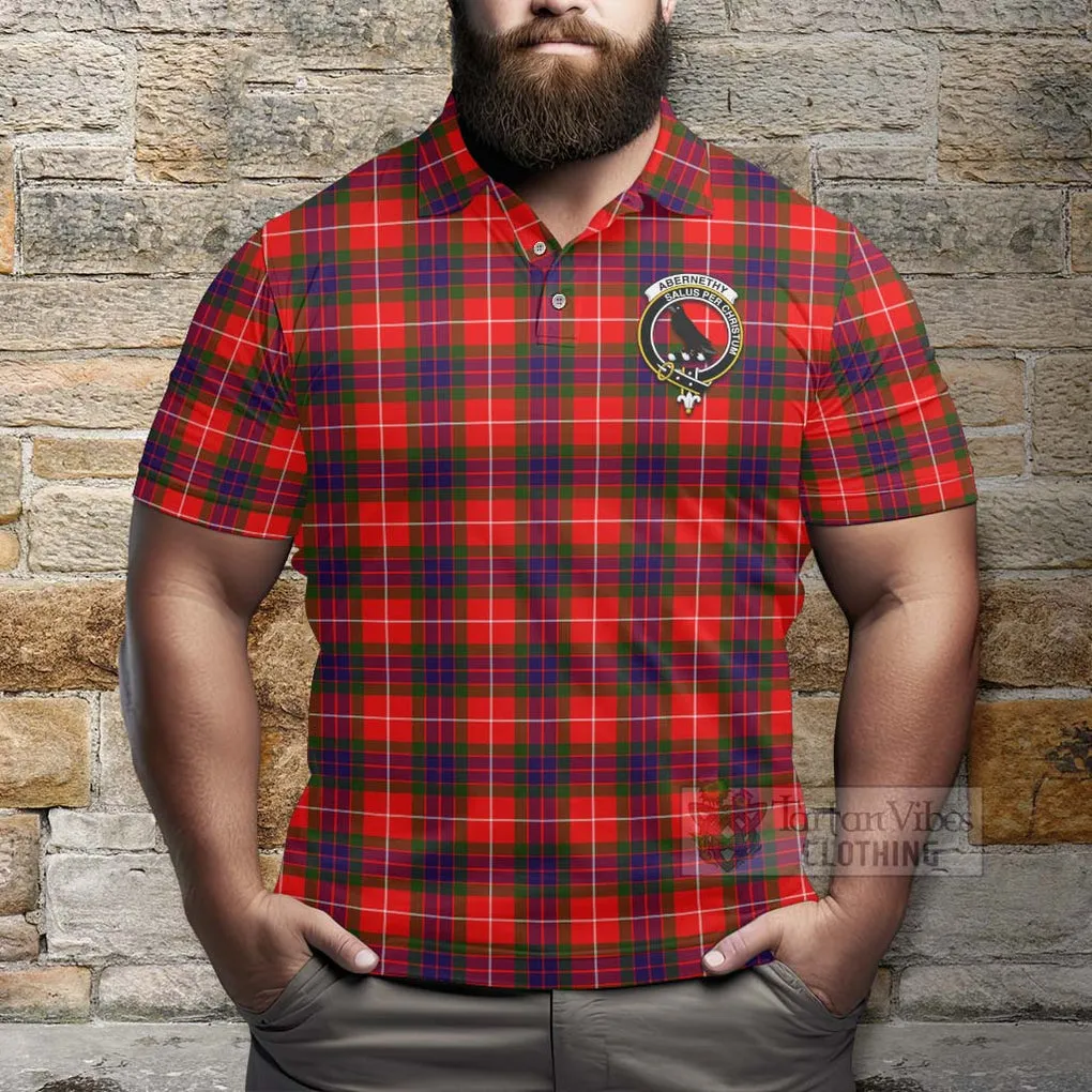 Abernethy Tartan Polo Shirt with Family Crest Celtic Skull Style