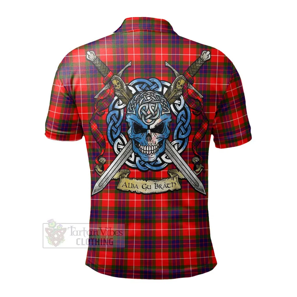 Abernethy Tartan Polo Shirt with Family Crest Celtic Skull Style