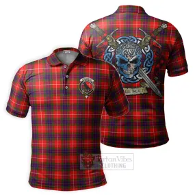 Abernethy Tartan Polo Shirt with Family Crest Celtic Skull Style