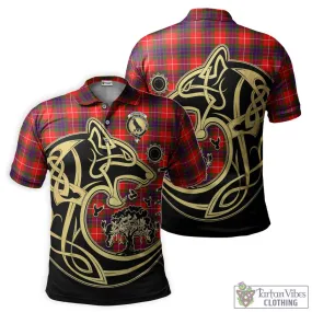 Abernethy Tartan Polo Shirt with Family Crest Celtic Wolf Style