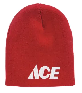 Ace Logo Knit Beanie Red/White One Size Fits All