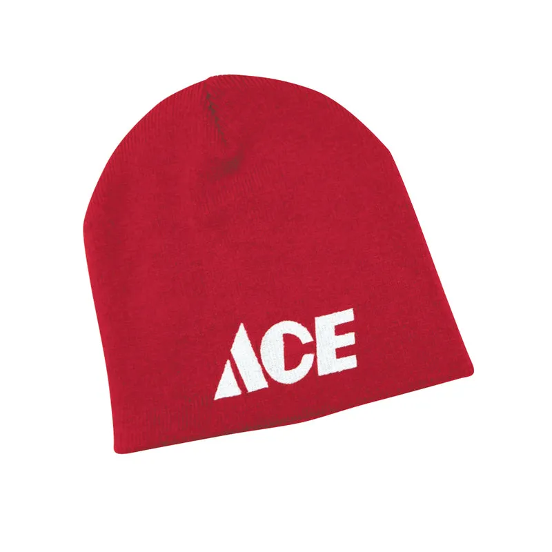 Ace Logo Knit Beanie Red/White One Size Fits All