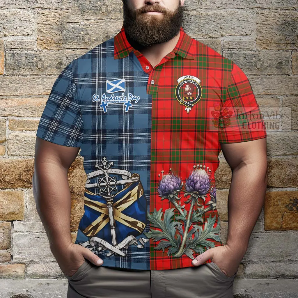 Adair Tartan Polo Shirt Happy St. Andrew's Day Half Tartan Style