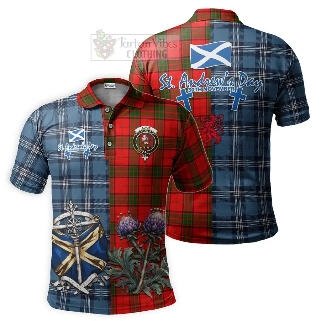 Adair Tartan Polo Shirt Happy St. Andrew's Day Half Tartan Style