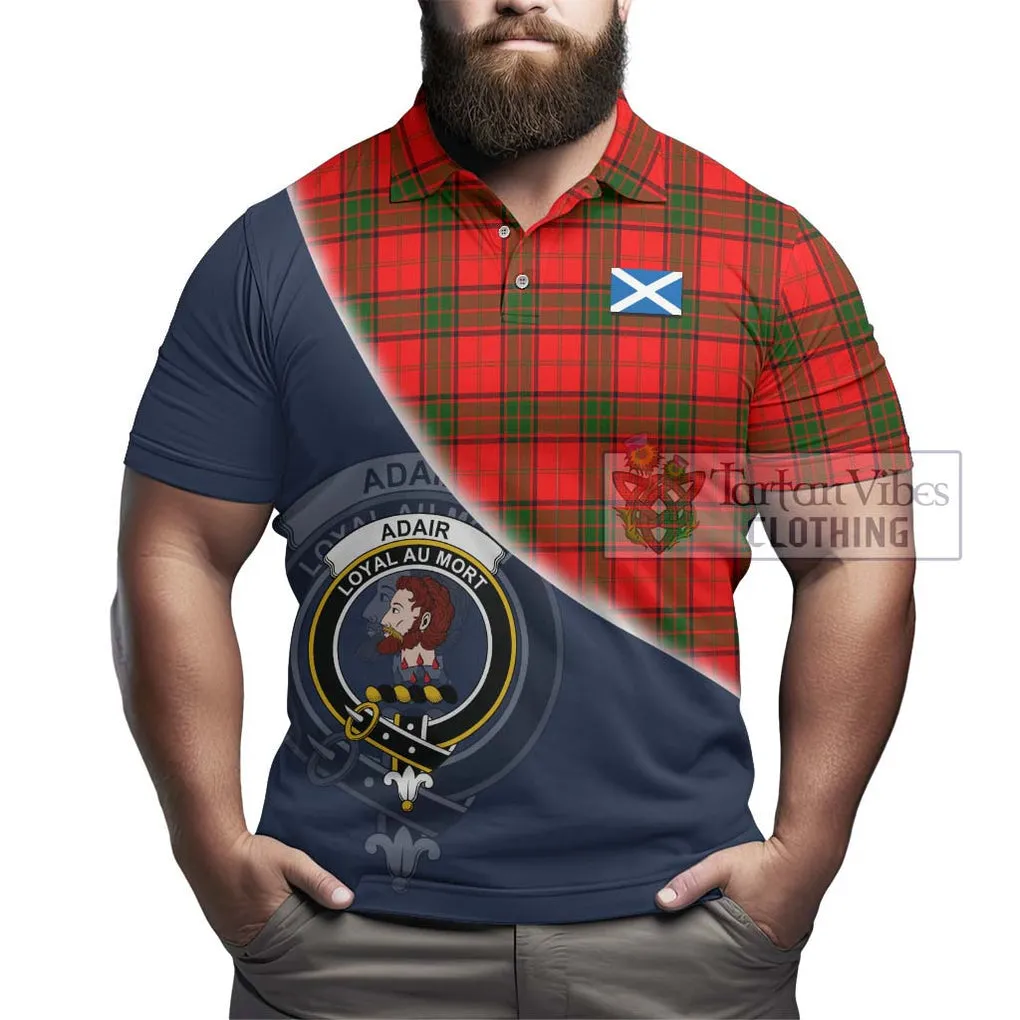 Adair Tartan Polo Shirt with Personalised National Flag and Family Crest Half Style