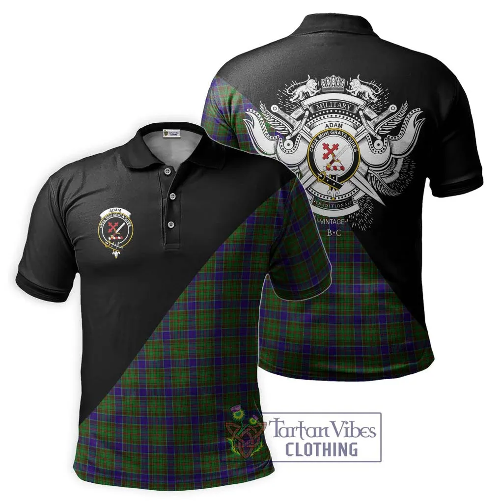 Adam Tartan Polo Shirt with Family Crest and Military Logo Style