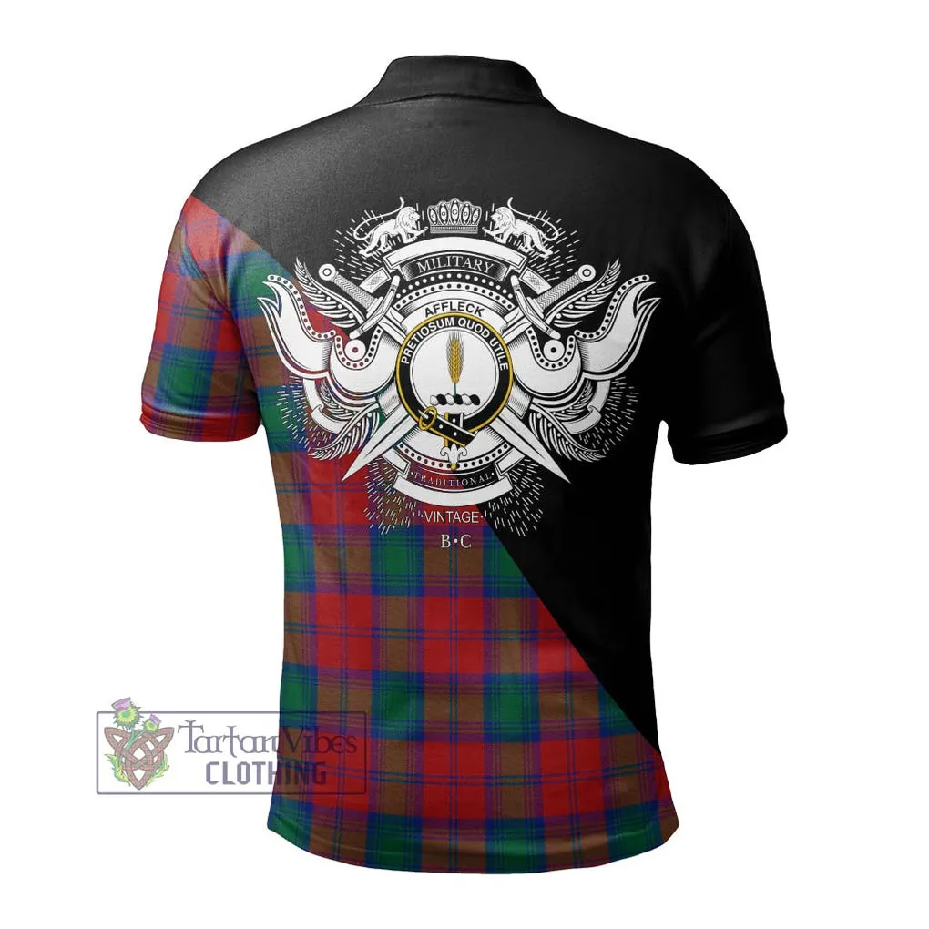 Affleck Tartan Polo Shirt with Family Crest and Military Logo Style