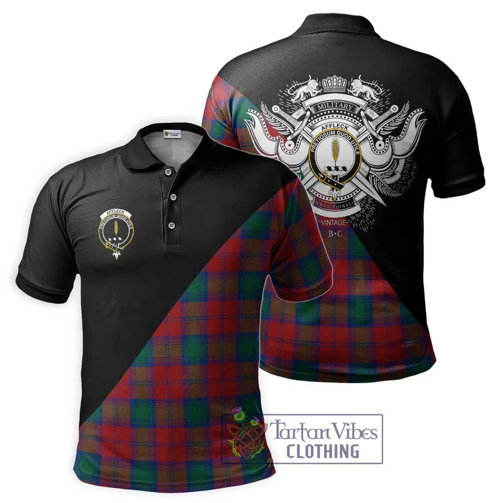 Affleck Tartan Polo Shirt with Family Crest and Military Logo Style