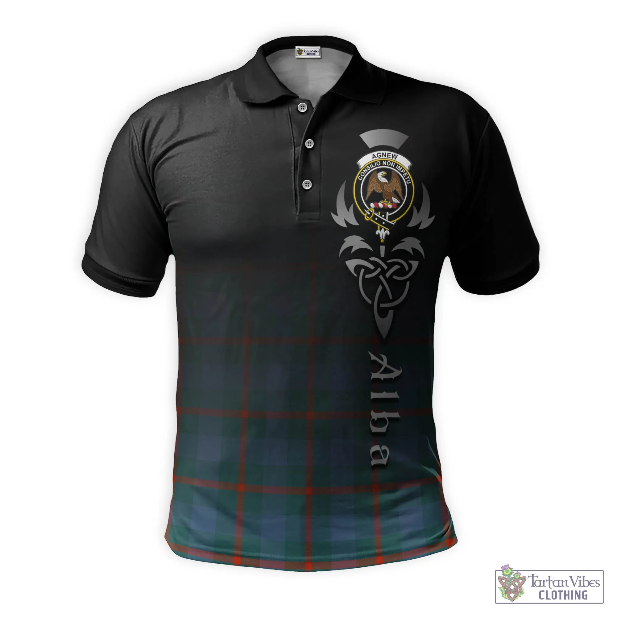 Agnew Ancient Tartan Polo Shirt Featuring Alba Gu Brath Family Crest Celtic Inspired