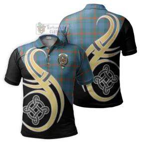 Agnew Ancient Tartan Polo Shirt with Family Crest and Celtic Symbol Style