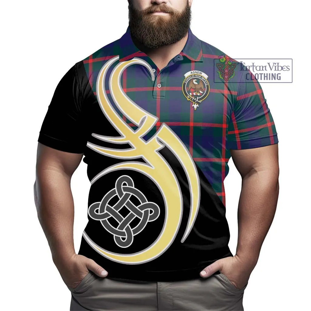 Agnew Tartan Polo Shirt with Family Crest and Celtic Symbol Style