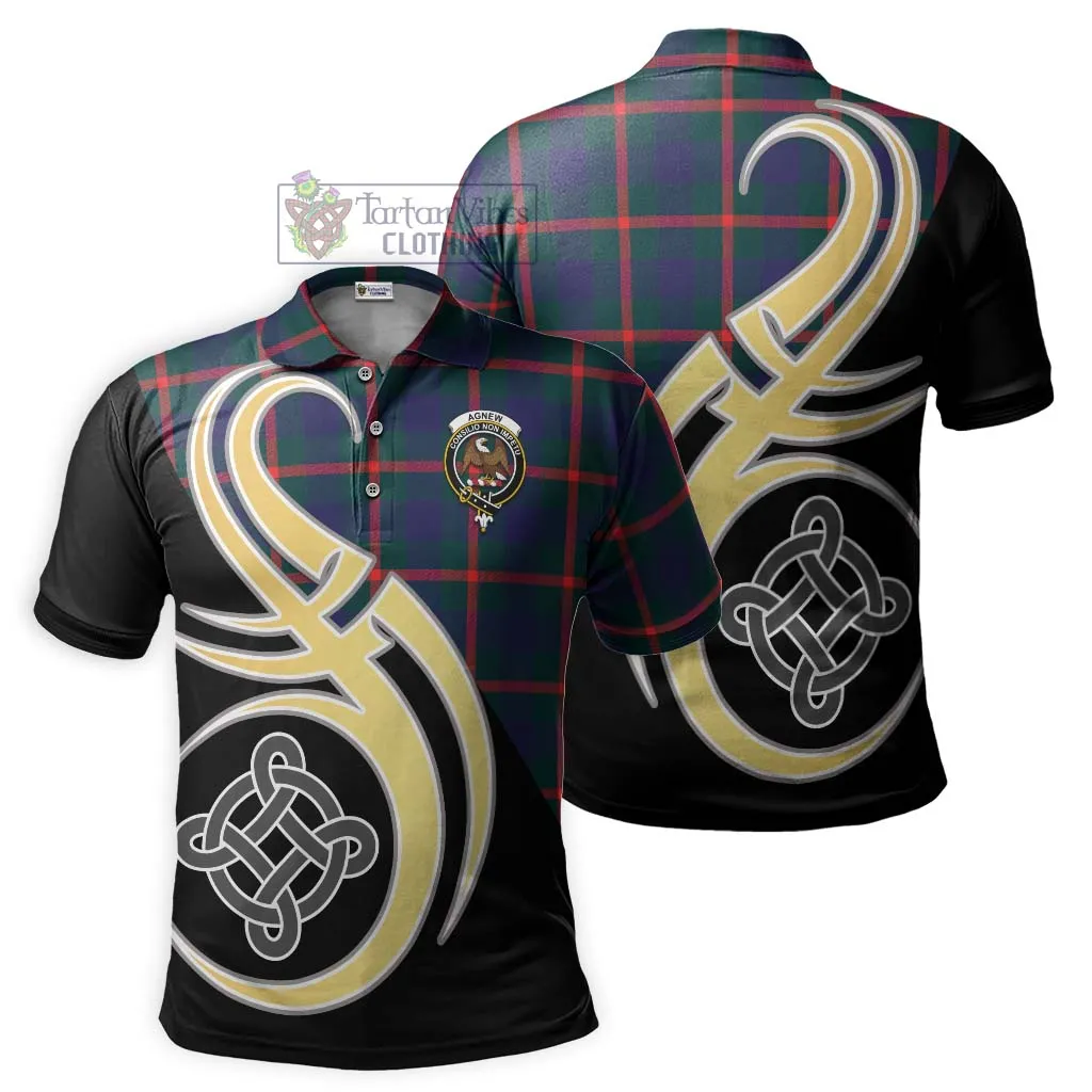 Agnew Tartan Polo Shirt with Family Crest and Celtic Symbol Style