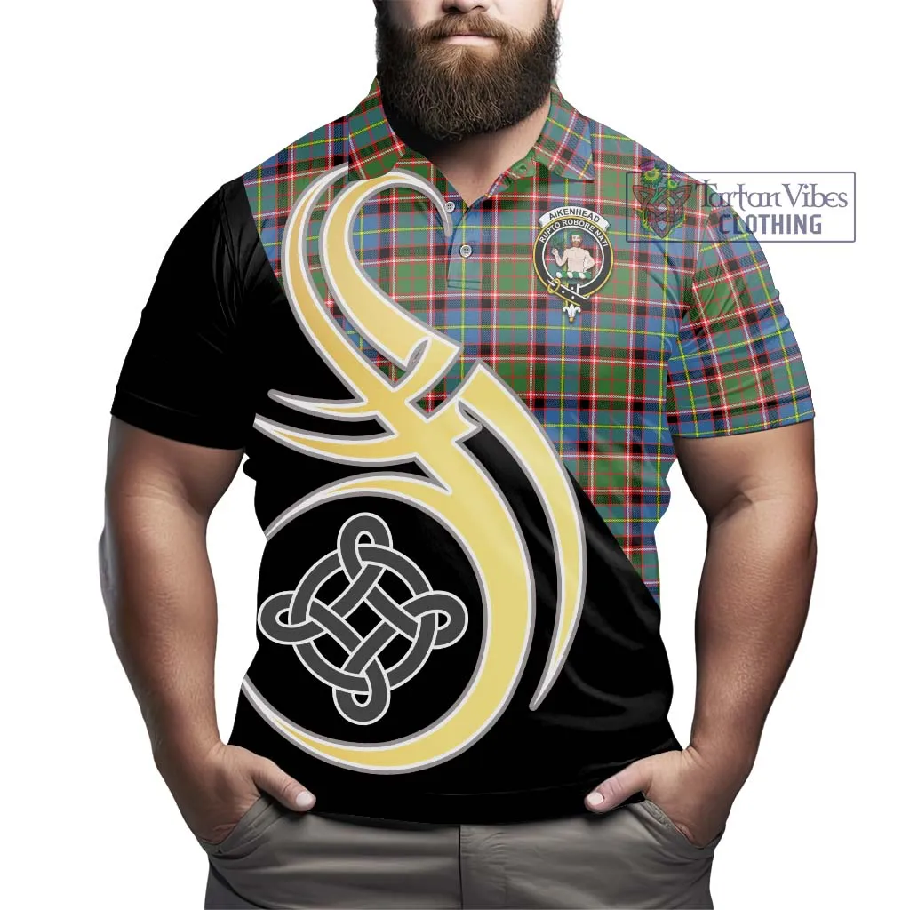 Aikenhead Tartan Polo Shirt with Family Crest and Celtic Symbol Style