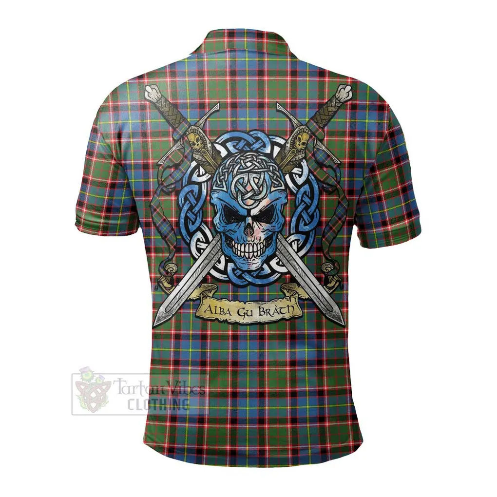 Aikenhead Tartan Polo Shirt with Family Crest Celtic Skull Style