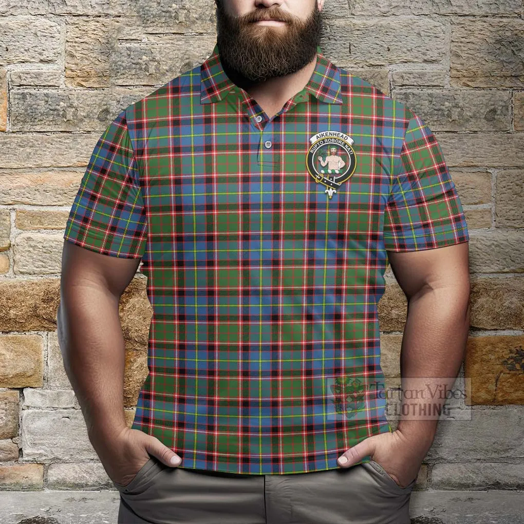 Aikenhead Tartan Polo Shirt with Family Crest Celtic Skull Style