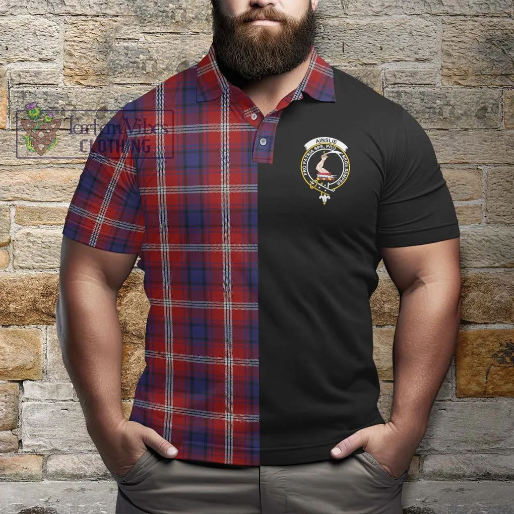 Ainslie Tartan Polo Shirt with Family Crest and Half Of Me Style