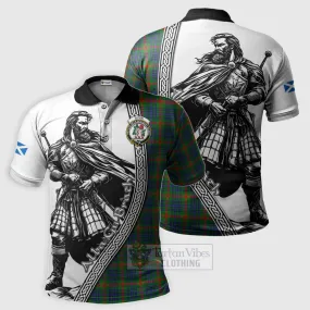 Aiton Tartan Clan Crest Polo Shirt with Highlander Warrior Celtic Style