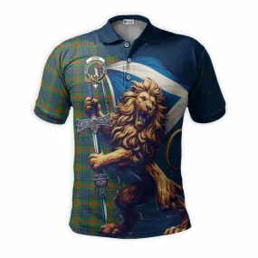 Aiton Tartan Family Crest Men's Polo Shirt with Scottish Majestic Lion