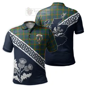 Aiton Tartan Polo Shirt Featuring Thistle and Scotland Map