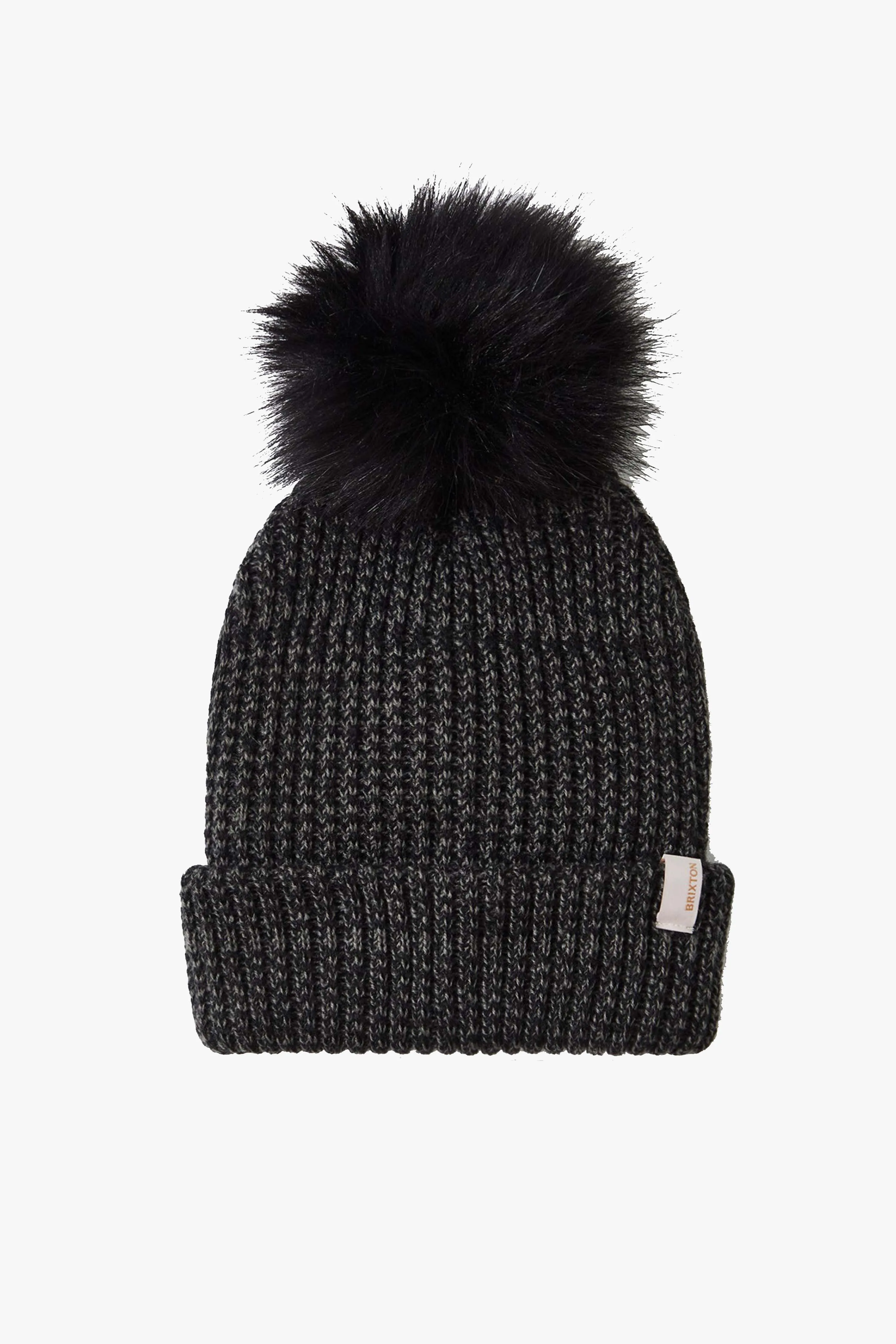 Alison Black Grey Beanie with Pompom