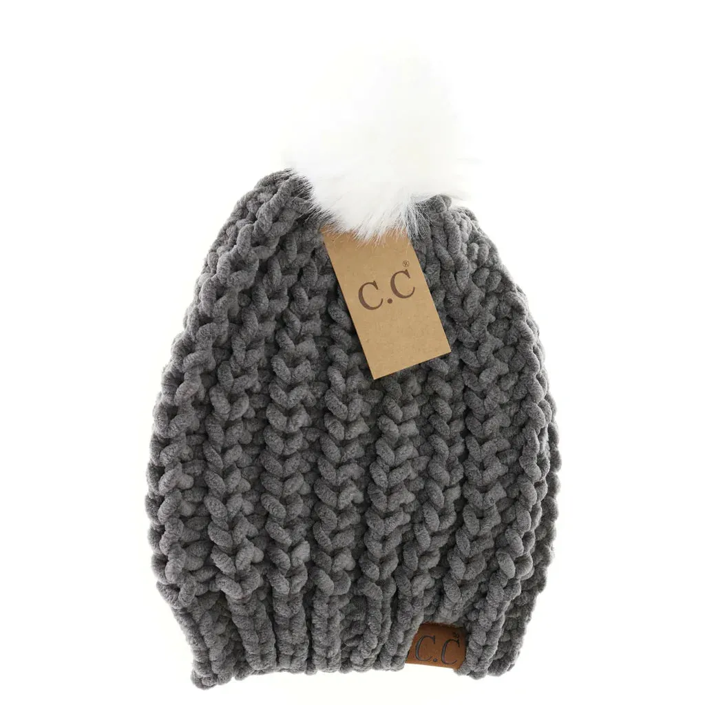 ALLISON CHENILLE CHUNKY KNIT W/POM