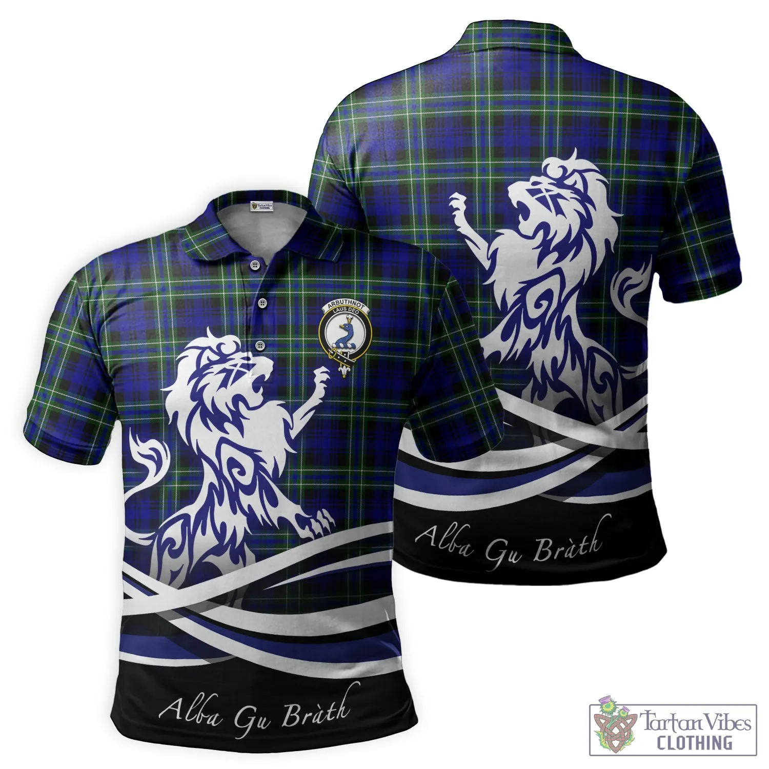 Arbuthnot Modern Tartan Polo Shirt with Alba Gu Brath Regal Lion Emblem