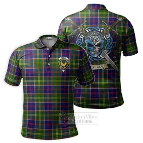 Arnott Tartan Polo Shirt with Family Crest Celtic Skull Style