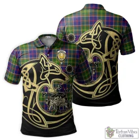 Arnott Tartan Polo Shirt with Family Crest Celtic Wolf Style